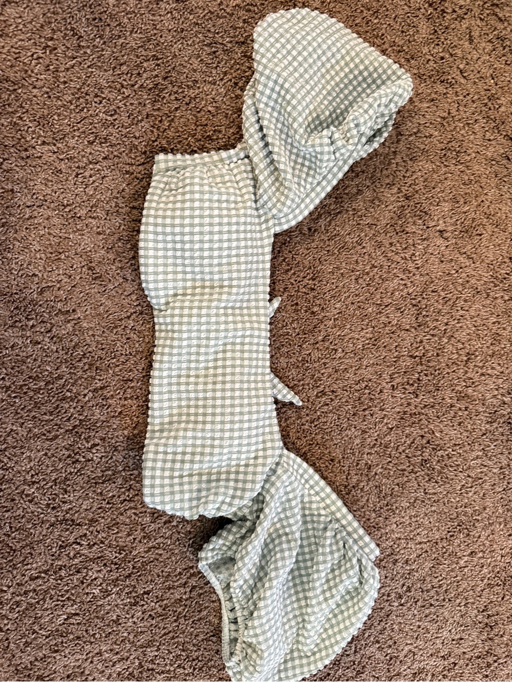 Abercrombie & Fitch Sage Green Gingham Swim Top
